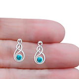 Round 21.5mm Twisted Loop Drop Fishhook Earring Oxidized Lab Created Opal 925 Sterling Silver