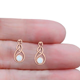 Round 21.5mm Twisted Loop Drop Fishhook Earring Oxidized Lab Created Opal 925 Sterling Silver