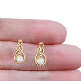 Round 21.5mm Twisted Loop Drop Fishhook Earring Oxidized Lab Created Opal 925 Sterling Silver