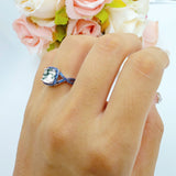 Art Deco Cushion Cut Halo Infinity Twist Ring