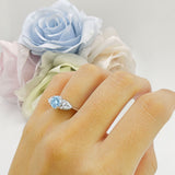 Three Stone Round Hidden Halo Trellis Ring