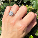 Art Deco Oval Natural Stone Flower Ring