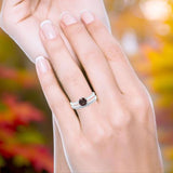 Two Piece Round Natural Stone Art Deco Ring