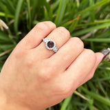 Vintage Style Round Natural Stone Floral Ring