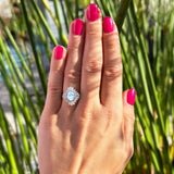 Floral Art Deco Halo Ring