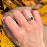 Art Deco Oval Natural Stone Three Stone Ring