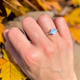 Art Deco Oval Natural Stone Three Stone Ring