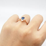 Oval Natural Stone Floral  Ring