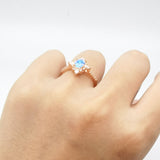 Oval Natural Stone Floral  Ring