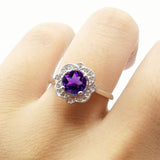 Floral Style Round Natural Stone Ring