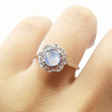 Floral Style Round Natural Stone Ring