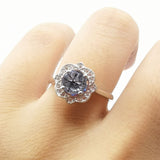 Floral Style Round Natural Stone Ring