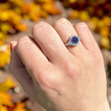 Art Deco Round Natural Stone Flower Ring