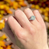 Art Deco Round Natural Stone Flower Ring