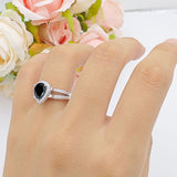 Vintage Style Pear Teardrop Natural Stone Ring