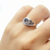 Cushion Cut Halo Round Natural Stone Ring