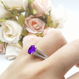Oval Natural Stone Split Shank Ring
