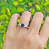 Three Stone Round Natural Stone Ring