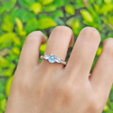 Three Stone Round Natural Stone Ring