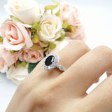 Oval Natural Stone Art Deco Ring