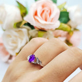 Oval Natural Stone Leaf Split Shank Ring