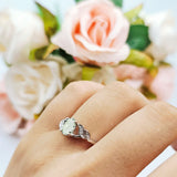 Oval Natural Stone Leaf Split Shank Ring