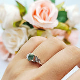 Oval Natural Stone Leaf Split Shank Ring