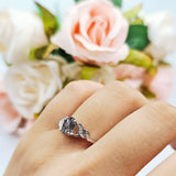 Oval Natural Stone Leaf Split Shank Ring