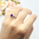 Minimalist Round Natural Stone Art Deco Ring