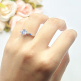 Minimalist Round Natural Stone Art Deco Ring