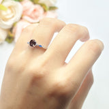 Minimalist Round Natural Stone Art Deco Ring