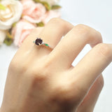 Minimalist Round Natural Stone Art Deco Ring