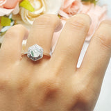 Vintage Style Round Natural Stone Hexagonal Ring