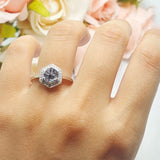 Vintage Style Round Natural Stone Hexagonal Ring