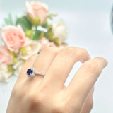 Vintage Style Round Natural Stone Halo Ring