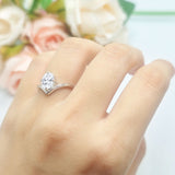 Oval Natural Stone V Midi Band Solitaire Ring