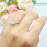Oval Natural Stone V Midi Band Solitaire Ring
