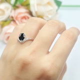 Oval Natural Stone V Midi Band Solitaire Ring
