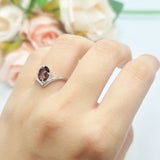 Oval Natural Stone V Midi Band Solitaire Ring