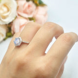Vintage Style Round Natural Stone Hexagonal Ring