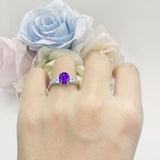 Art Deco Natural Amethyst Silver Ring