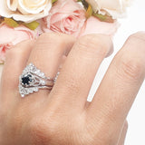 Three Piece Round Leaf Style Bridal Silver Ring
