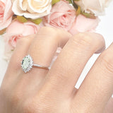 Art Deco Oval Halo Floral Ring