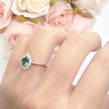 Art Deco Oval Halo Floral Ring