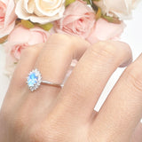 Art Deco Oval Halo Floral Ring