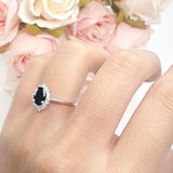 Art Deco Oval Halo Floral Ring