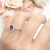 Art Deco Oval Halo Floral Ring