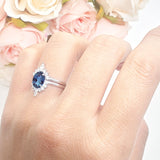 Two Piece Oval Curved Contour Silver Ring