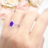 Two Piece Oval Curved Contour Silver Ring