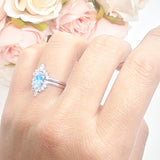 Two Piece Oval Curved Contour Silver Ring